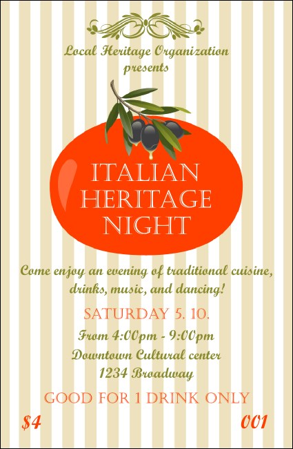 Tuscany Drink Ticket Product Front