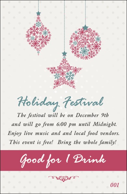 Snowflake Ornament Drink Ticket Product Front