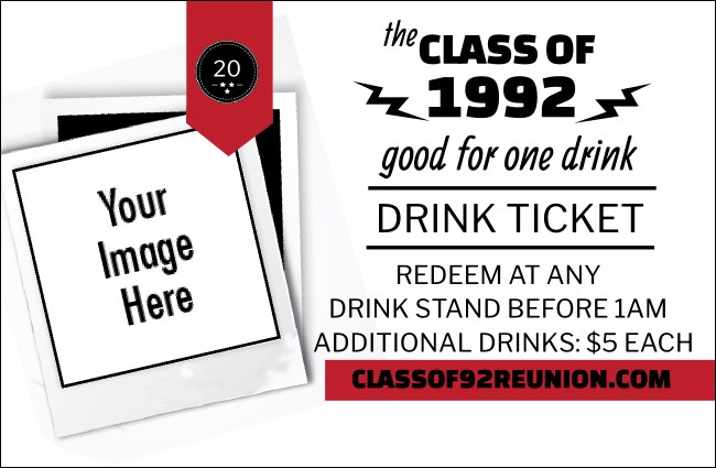 Class Reunion Mascot Red Drink Ticket Product Front