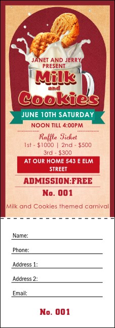 Milk & Cookies Raffle Ticket Product Front