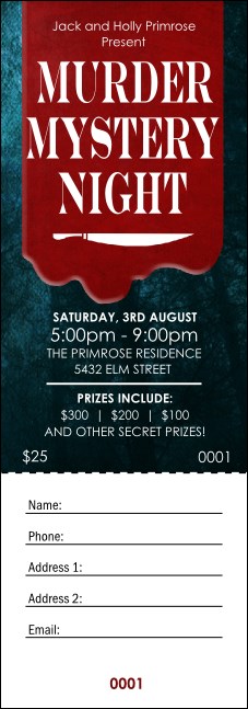 Murder Mystery Raffle Ticket Product Front