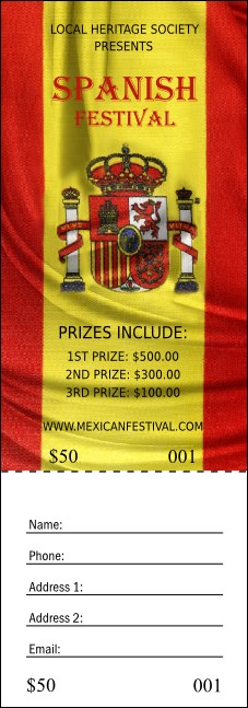Spanish Flag Raffle Ticket Product Front