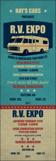 RV Expo Reserved Event Ticket Product Front