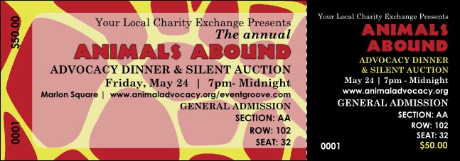 Animal Print Giraffe Reserved Event Ticket Product Front
