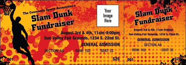 Basketball Dunk Reserved Event Ticket Product Front
