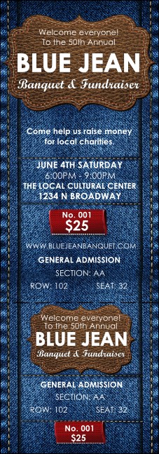 Blue Jeans Reserved Event Ticket Product Front
