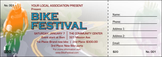 Bike Festival Raffle Ticket Product Front