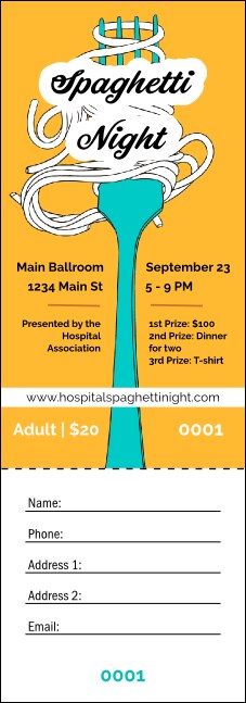 Retro Spaghetti Raffle Ticket Product Front