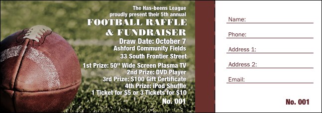 Football Game Draw Ticket Product Front