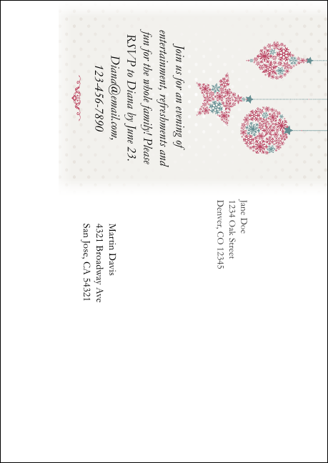 Snowflake Ornament Postcard Mailer Product Back