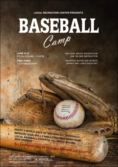 Baseball Camp Postcard Mailer Product Front