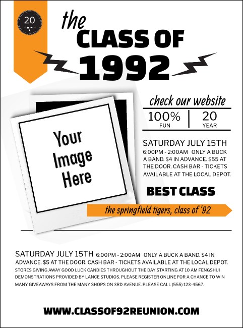 Class Reunion Mascot Orange Flyer Product Front