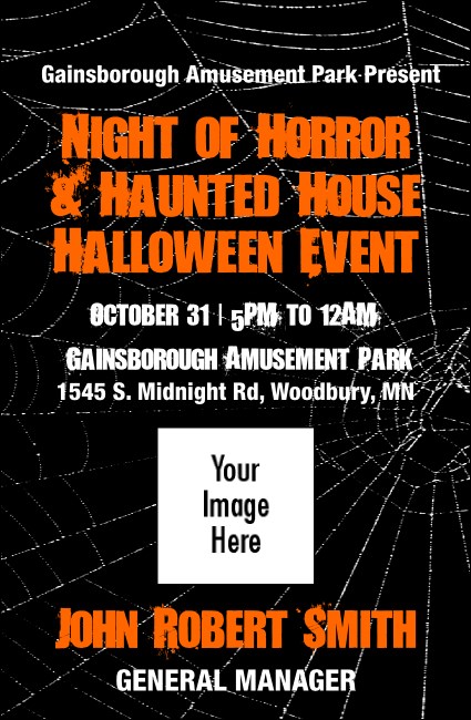 Spider Web VIP Event Badge Small Orange Black Product Front