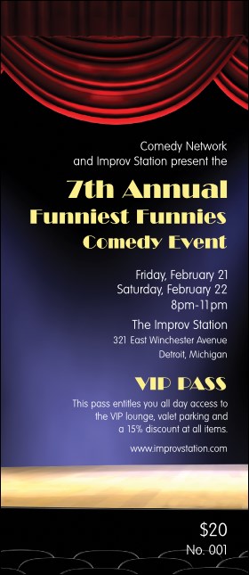 Stand Up Comedy VIP Pass Product Front
