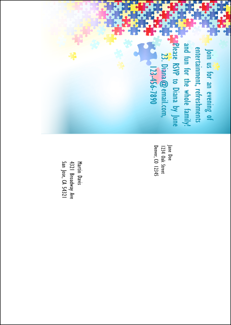 Autism Awareness Postcard Mailer Product Back