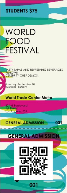 Food Festival QR Event Ticket Product Front
