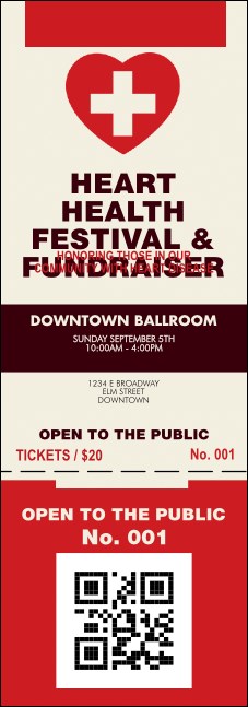 Heart Health QR Event Ticket Product Front