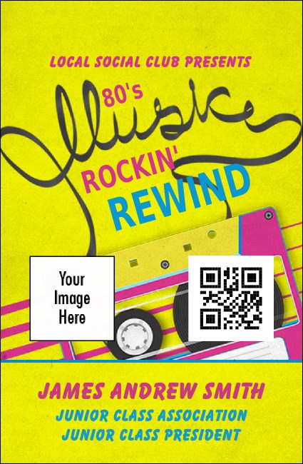 80s Music Club  VIP Event Badge Small Product Front