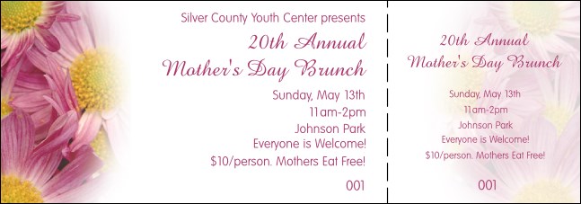 Pink Flowers ticket Product Front