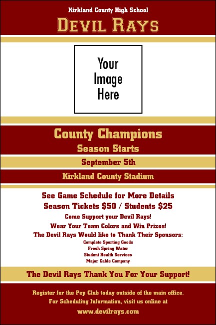 Sports Poster 001 in Maroon and Gold Product Front