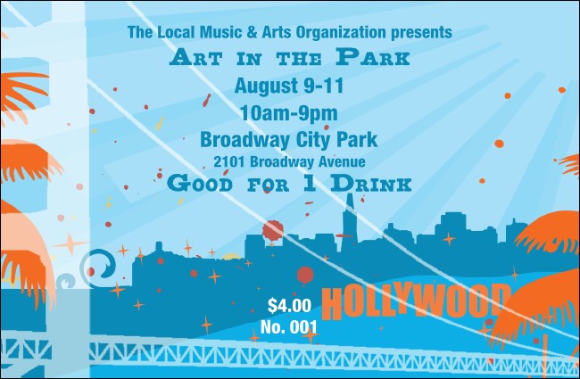 California Drink Ticket (Orange and Blue) Product Front