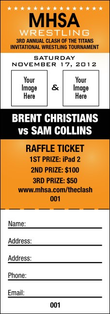 Versus Orange Raffle Ticket Product Front