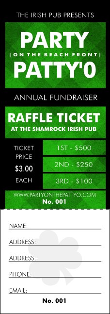 St. Patrick's Day Plaid Raffle Ticket Product Front