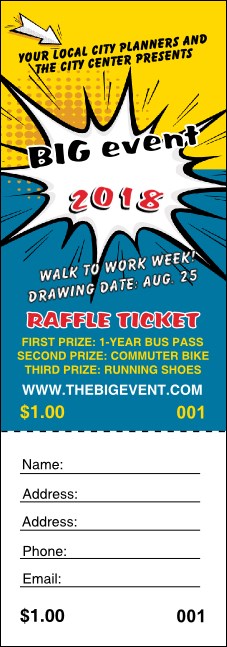 Retro Comic Book Raffle Ticket Product Front