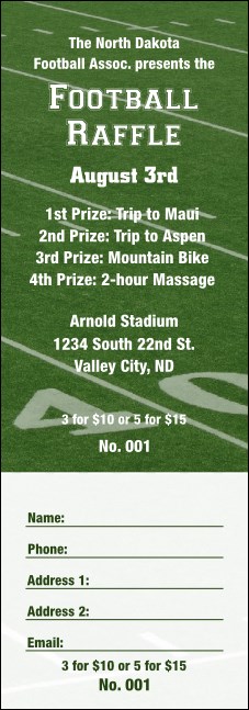 Yard Line Football Team Raffle Ticket