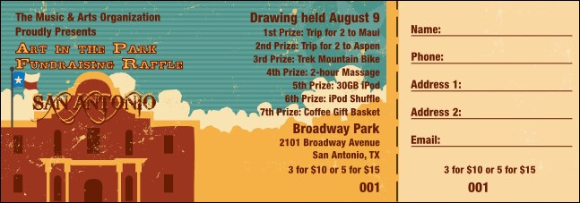 San Antonio Raffle Ticket Product Front
