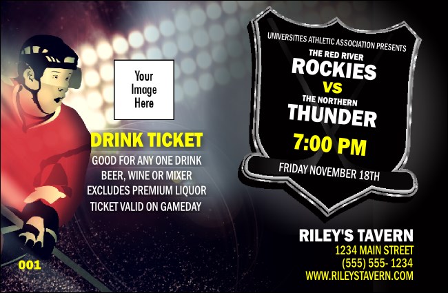 Hockey Badge Red Drink Ticket Product Front