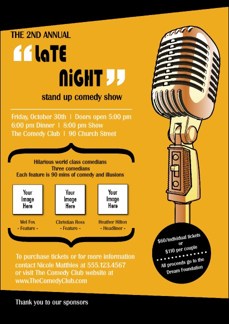 Comedy Retro Microphone Club Flyer Product Front